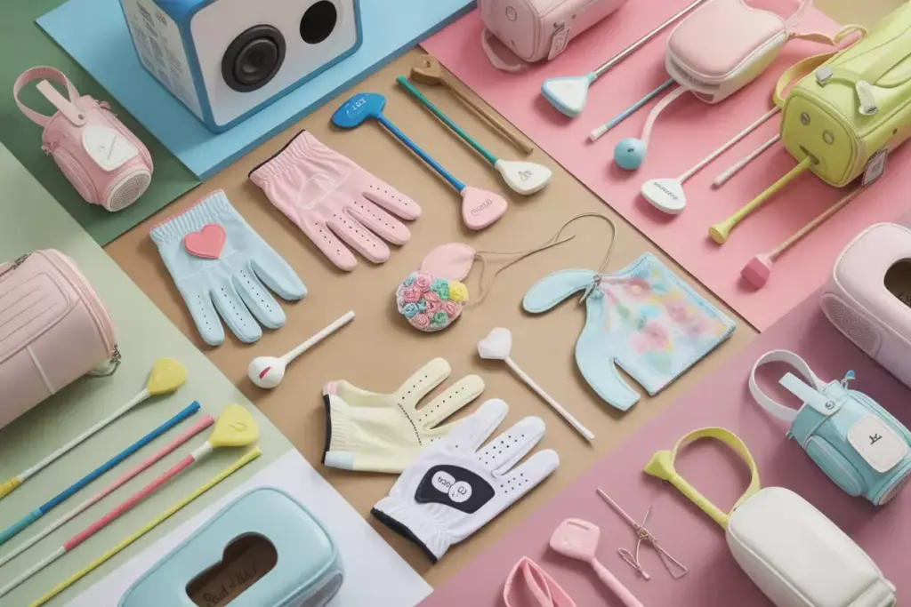 Pastel Golf Gloves Heart Markers Floral Tees Mini Bags Flatlay