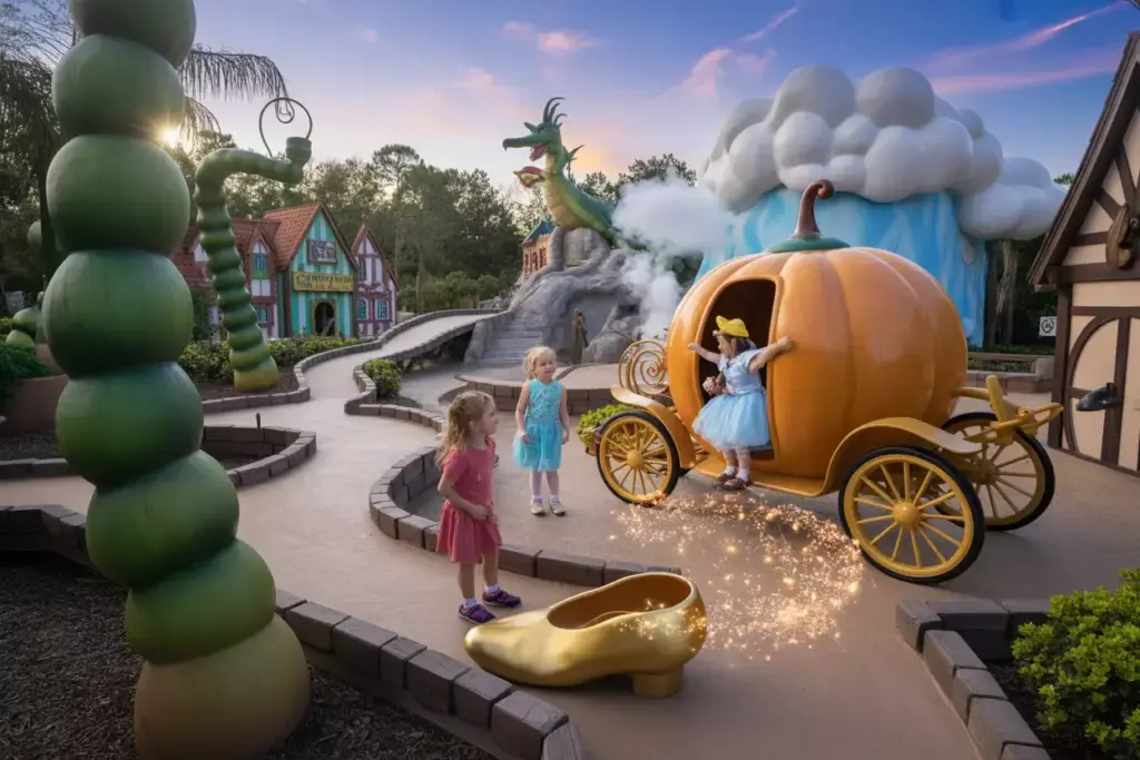 Enchanted Forest Fantasy Golf With Pumpkin Carriage And Glass Slipper