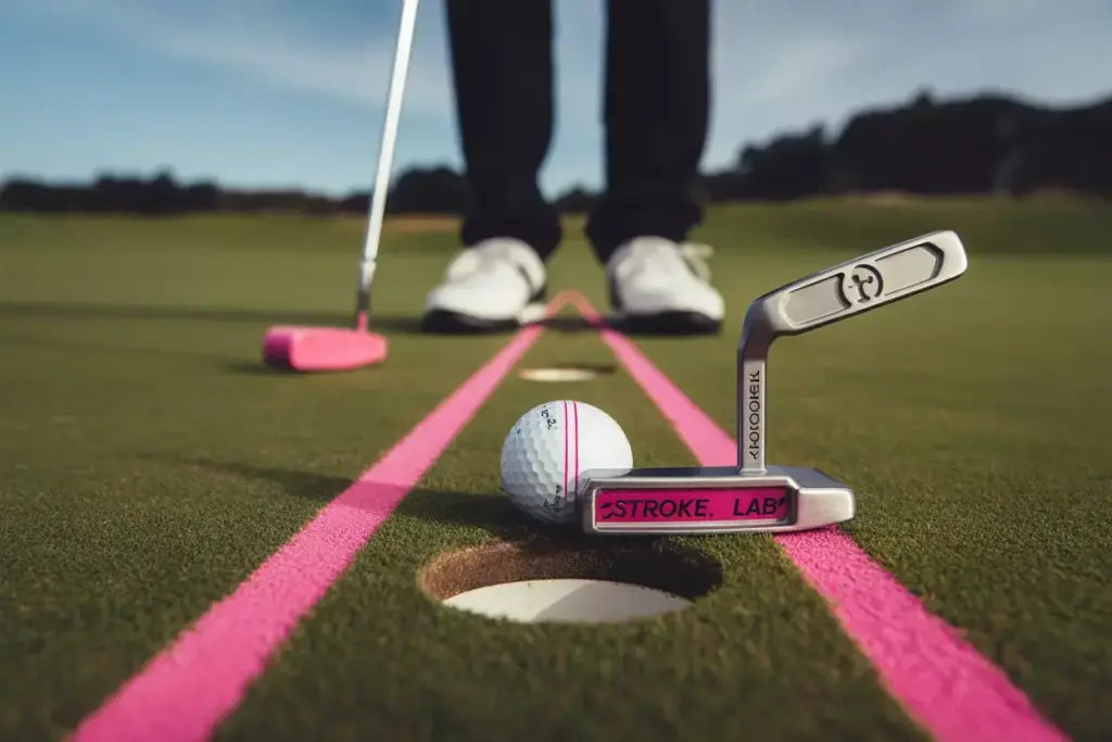 Odyssey Pink Triple Track Putter Alignment Setup Golfer Feet