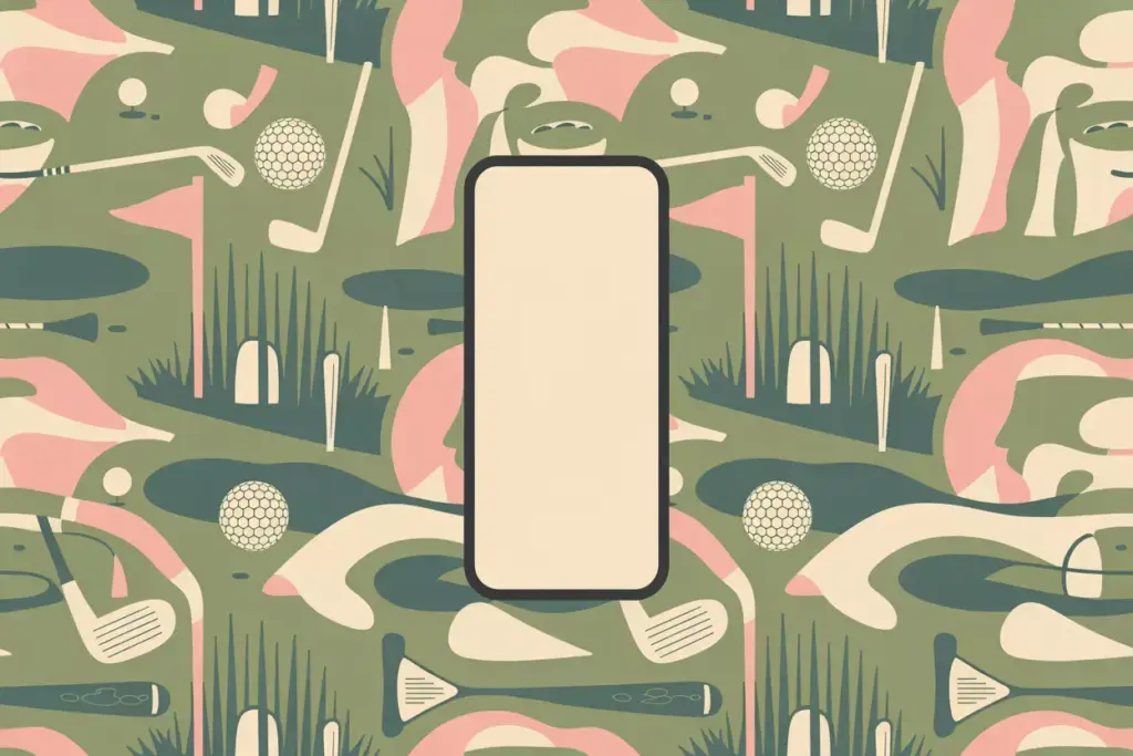 Repeating Pattern Golf Balls Clubs Flags Tees Pink Sage Cream