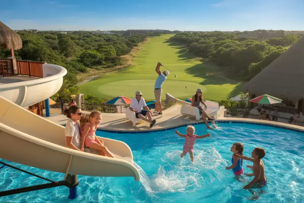Iberostar Family Pool Fun With Golfer On Jungle Course