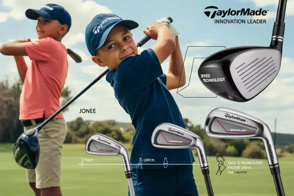 Taylormade Junior Set Action Shot With Technology Highlight Graphics