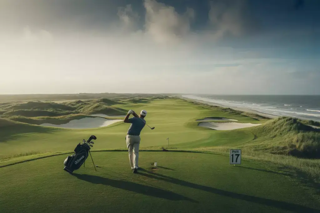 Ocean Course Kiawah Island Golfer Teeing Off On Windswept Atlantic Coastline Par Three