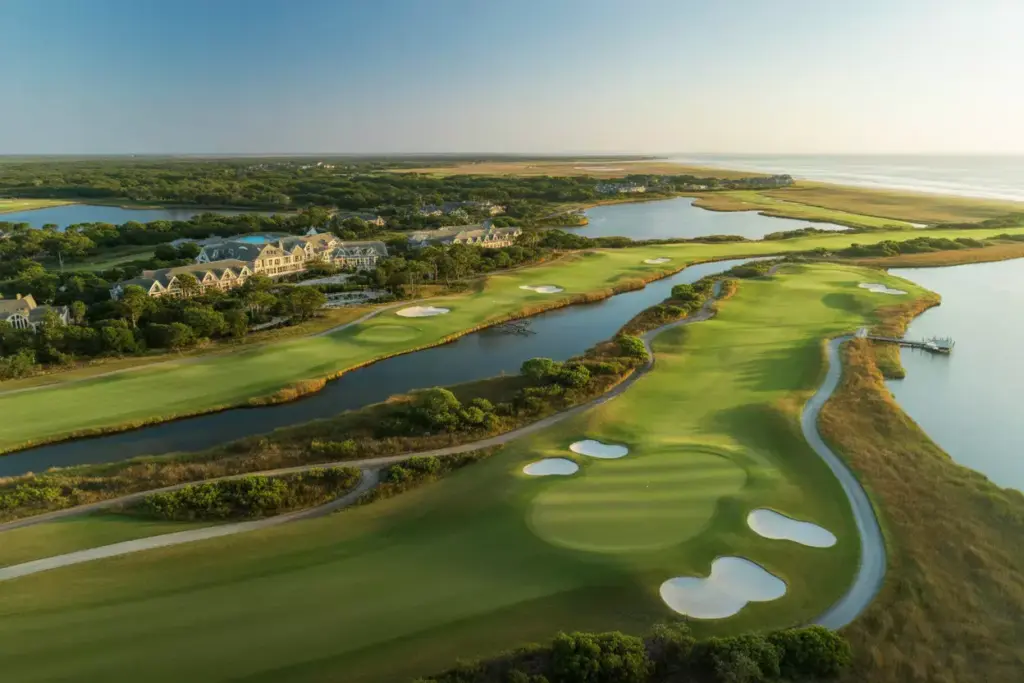 Kiawah Island Resort Aerial View Fazio Course Lagoons Marshland Luxury Resort
