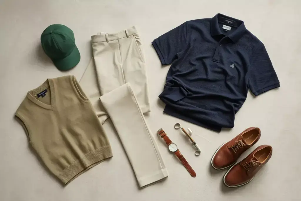 Master Neutral Color Coordination Golf Outfit Arrangement