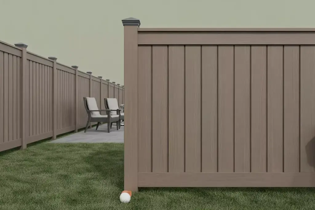 Low Maintenance Composite Privacy Fence Panel With Wood Grain Texture