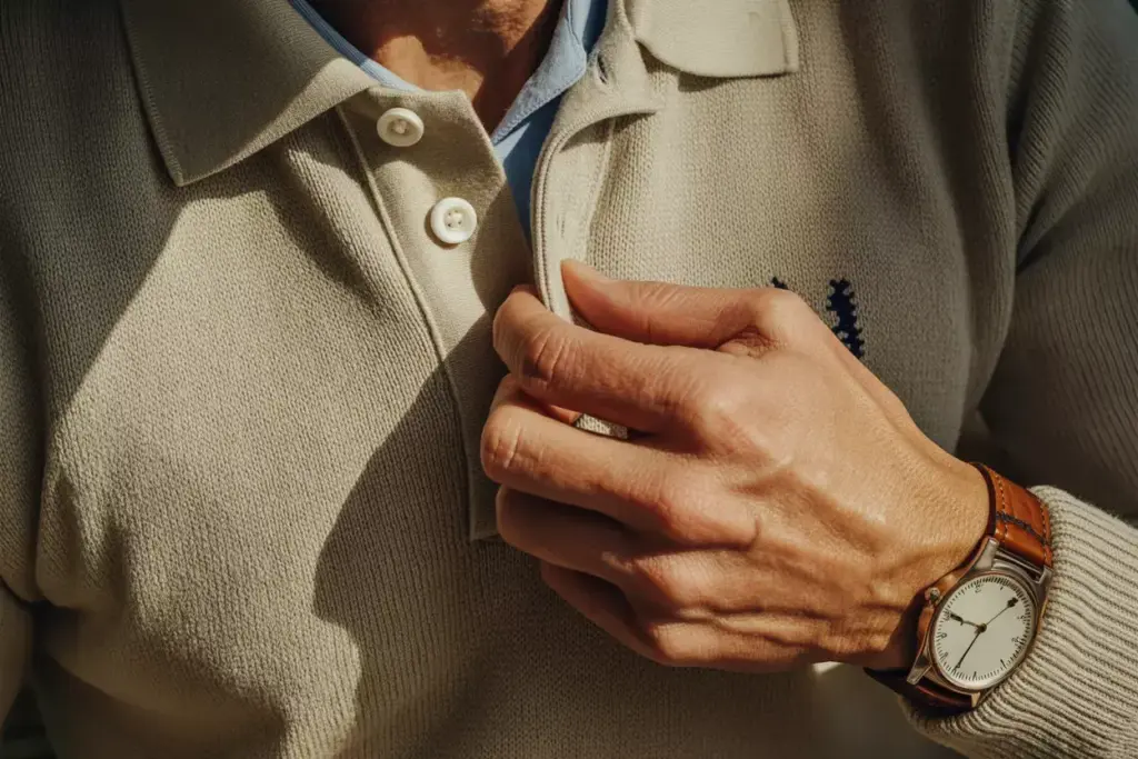 Quality Fabrics Cotton Pique Wool Sweater Close Up