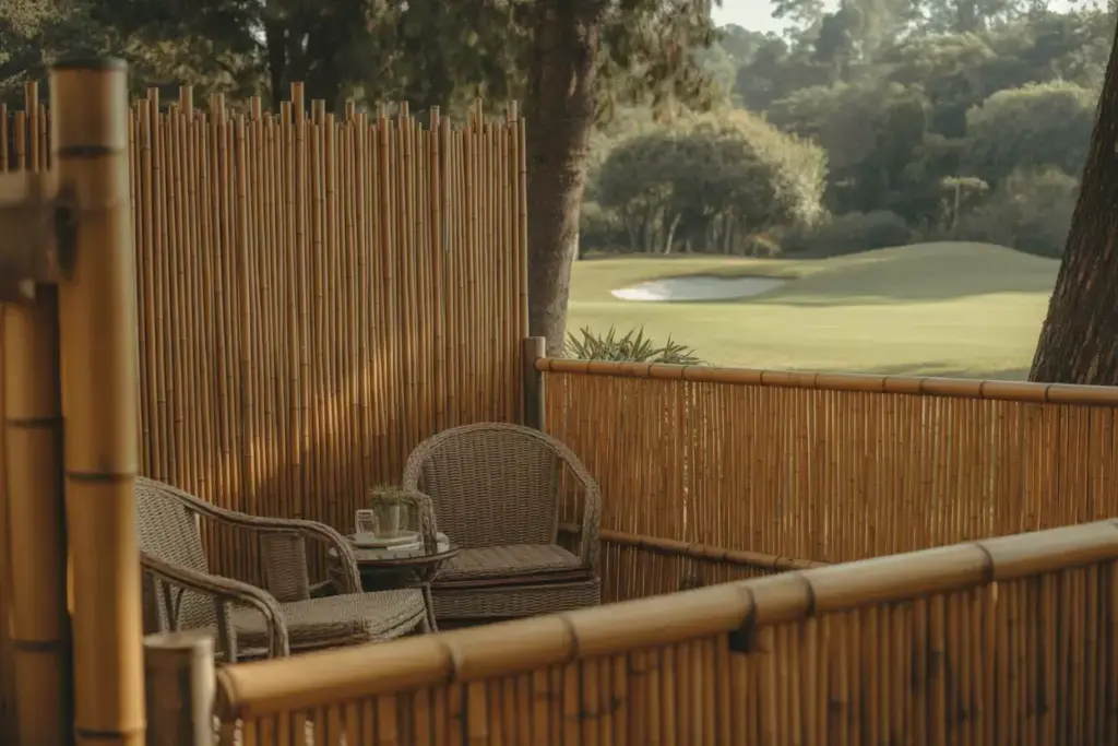 Natural Bamboo Screen Fence Creating Instant Privacy In Backyard