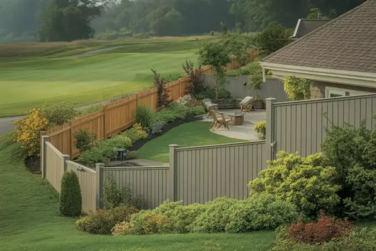 Terraced Backyard With Multi Level Fences And Integrated Plant Beds