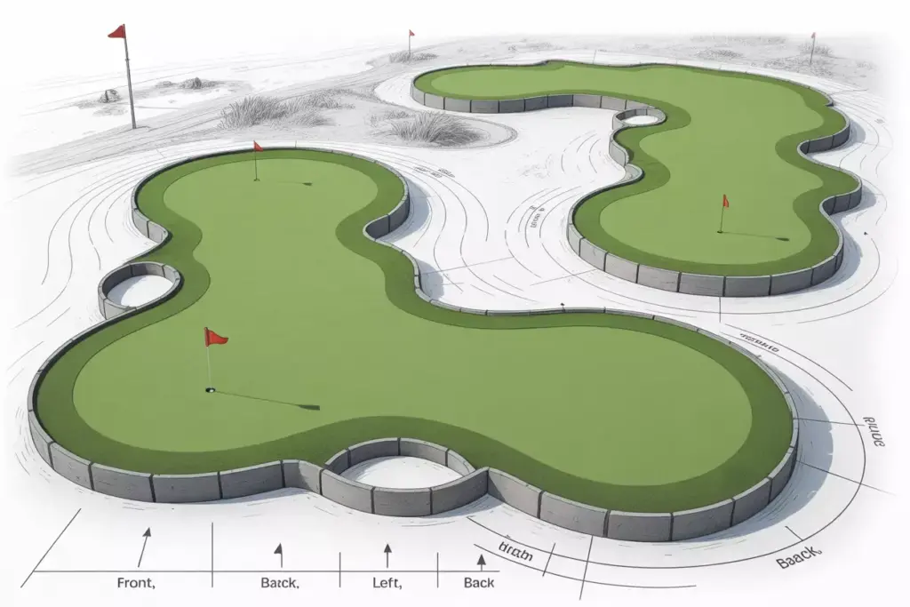 Overhead Diagram Green Complex With Quadrants Slopes Bunkers