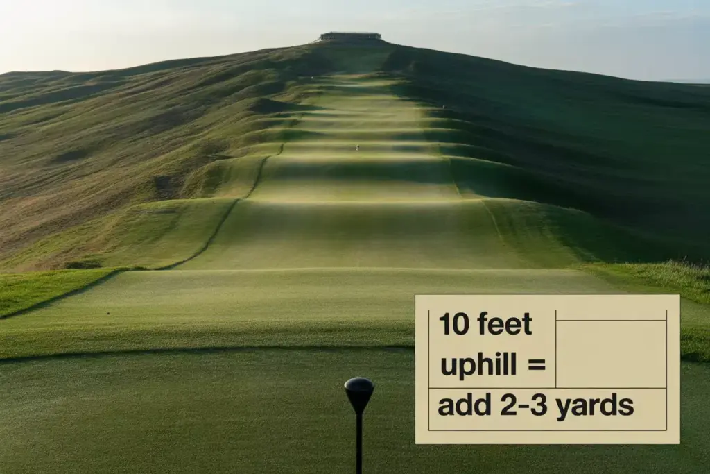 Dramatic Uphill Fairway With Contour Lines Elevation Chart
