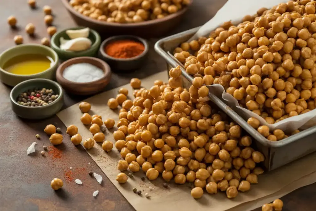 Crunchy Roasted Chickpea Snack Mix With Garlic Paprika And Olive Oil Seasoning
