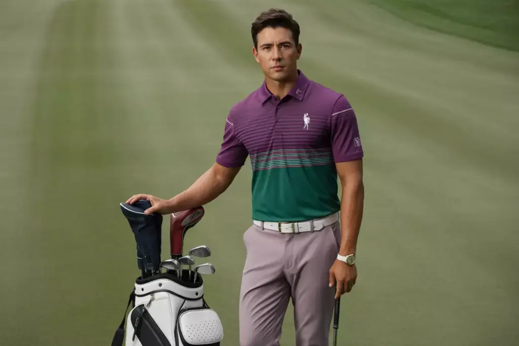 The Sophisticated Tournament Style With Printed Polo Tailored Pants And Leather Shoes