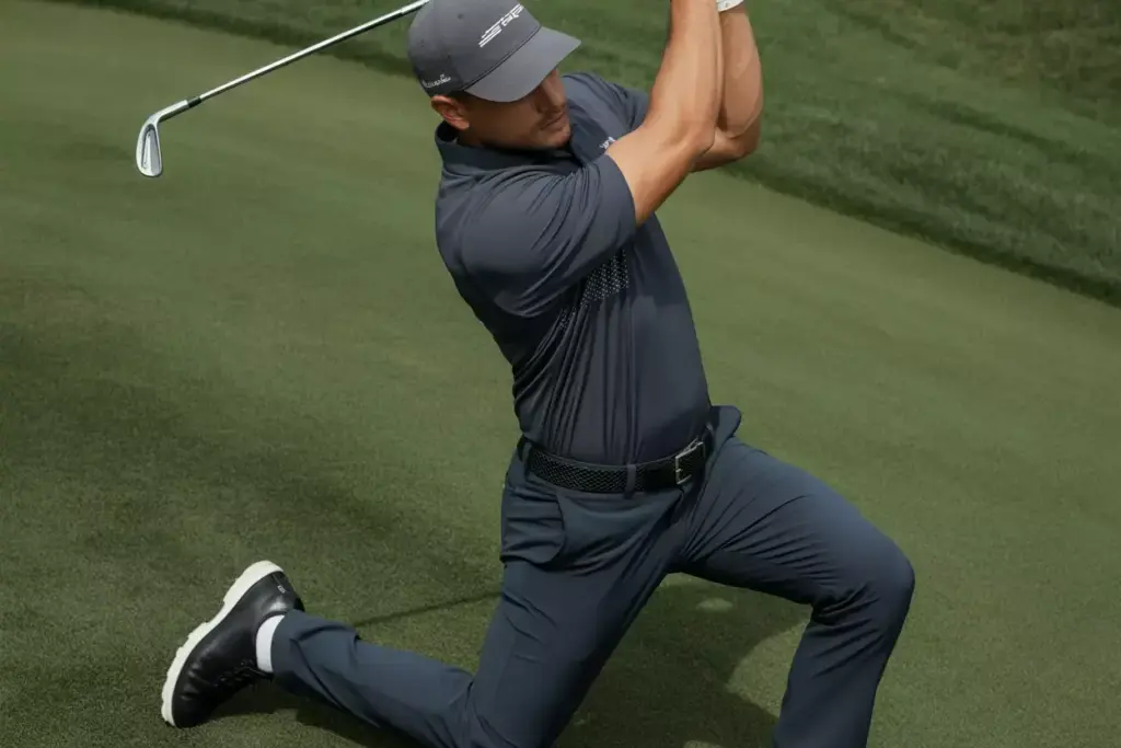 Modern Professional Mid Swing On Fairway