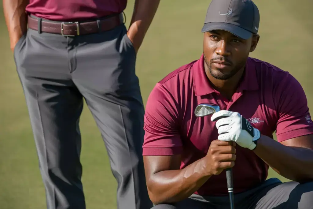 Bold Burgundy Statement Portrait On Course