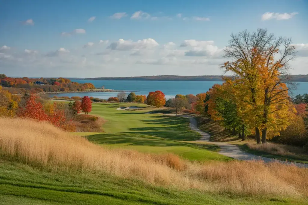 Whistling Straits Golf Course In Peak Autumn Foliage