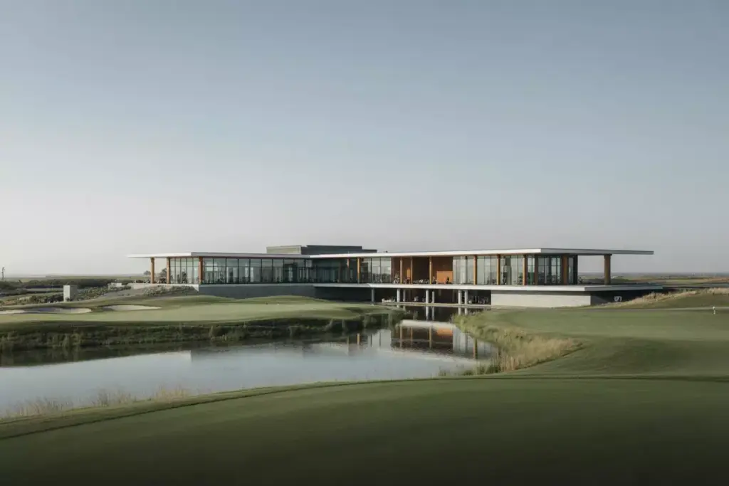 Modern Golf Clubhouse Integrated With Landscape And Water
