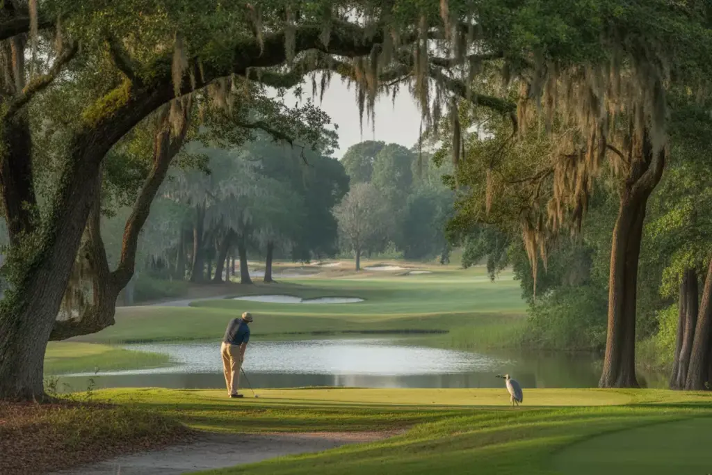 Caledonia Golf Fish Club Live Oak Spanish Moss Fairway Scene