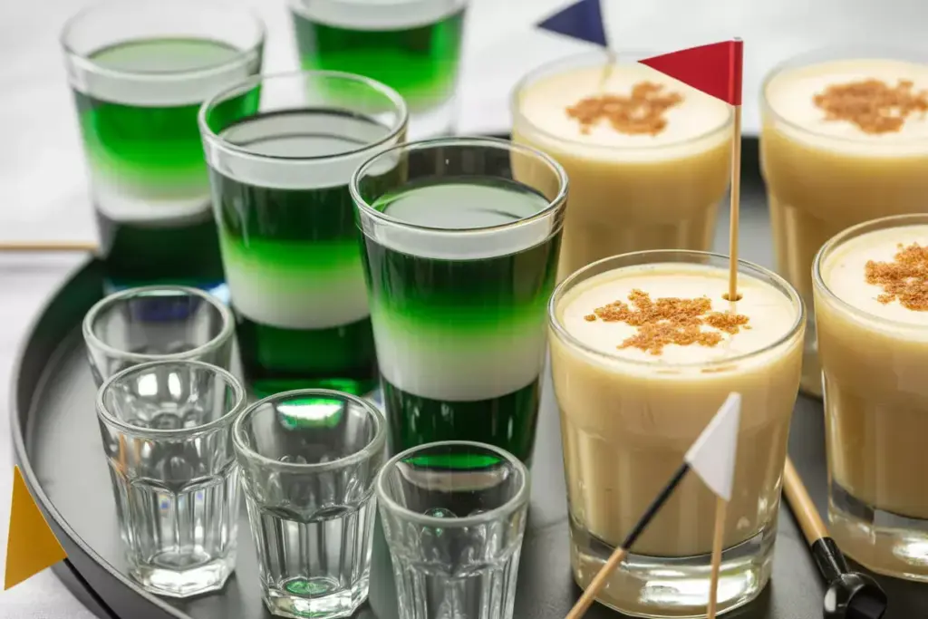 Fore Warning Layered Shots Hole In One Shots And Sand Wedge Shooters On Decorated Tray