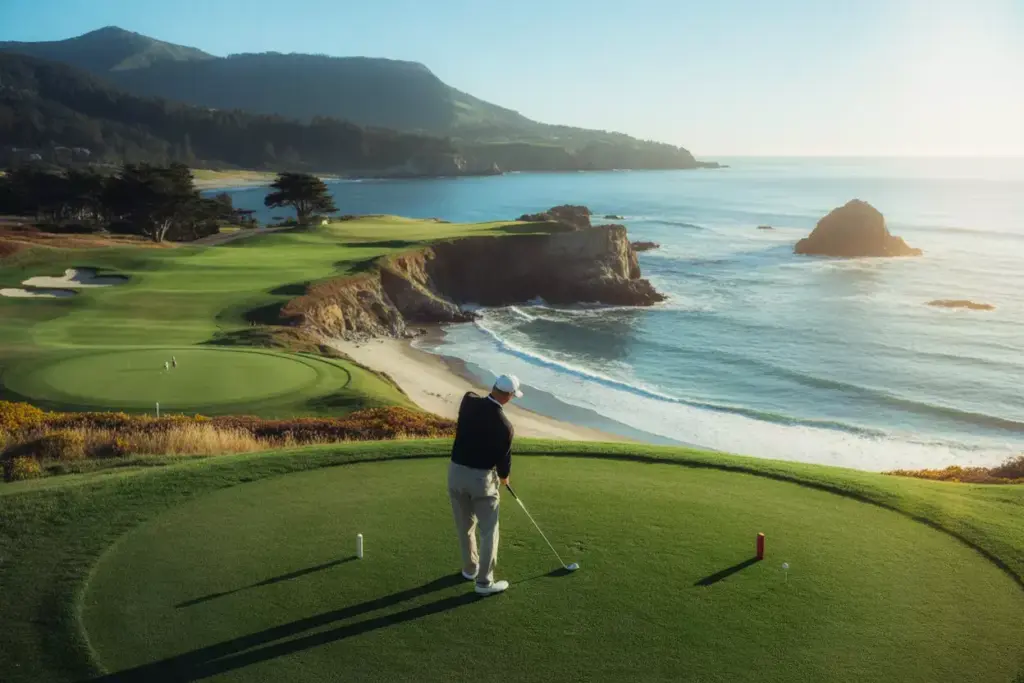 Pebble Beach Golf Links Dramatic Pacific Ocean Coastline Aerial View