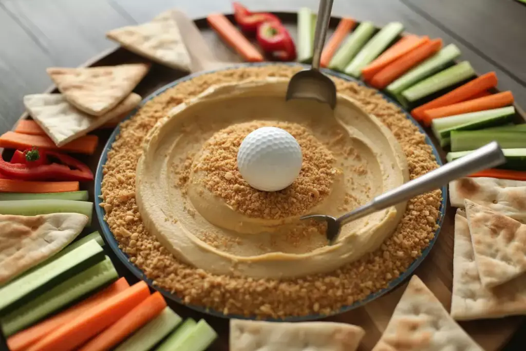 Sand Trap Hummus Dip Station With Crushed Pita And Vegetables