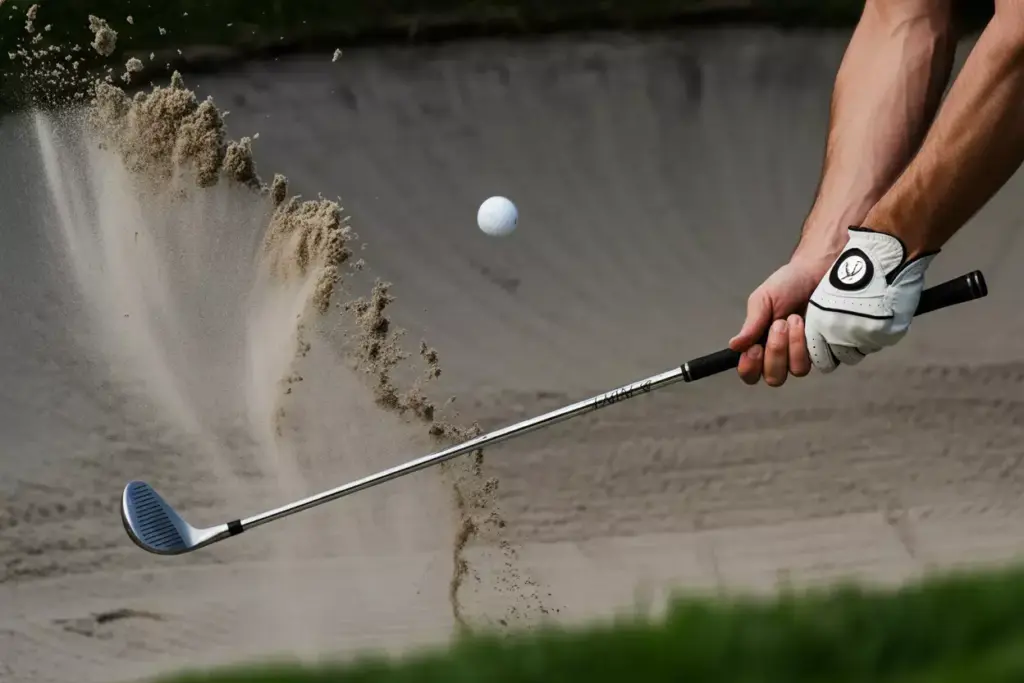 Sand Wedge Explosion Shot From Greenside Bunker