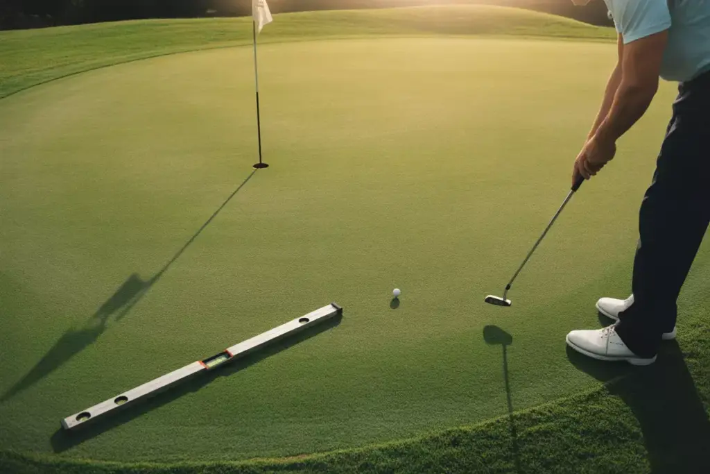 A Golf Ball Rolling On A Finished Backyard Putting Green Towards The Hole During Final Quality Testing
