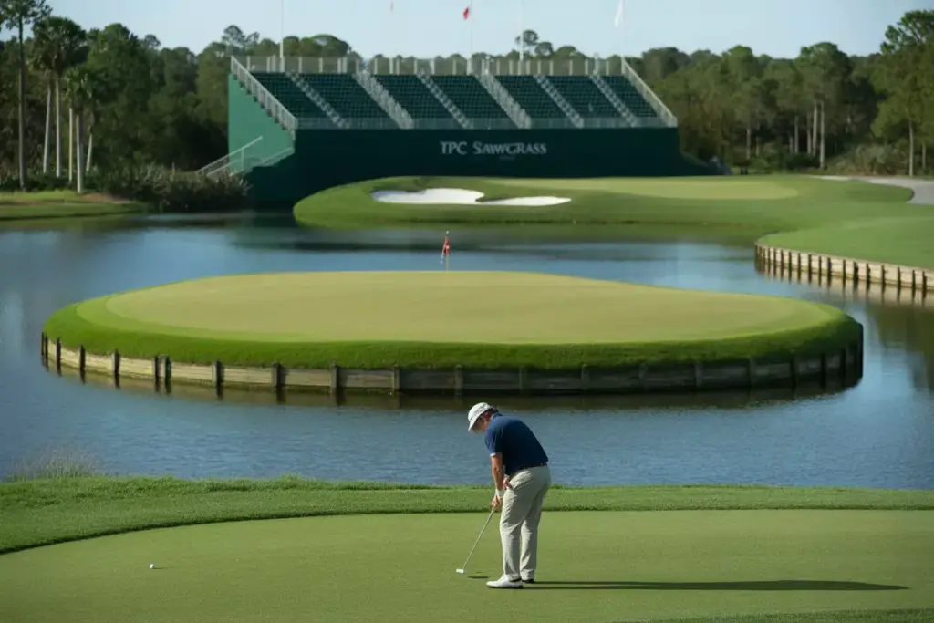 Tpc Sawgrass Island Green 17Th Hole Golfer Putting