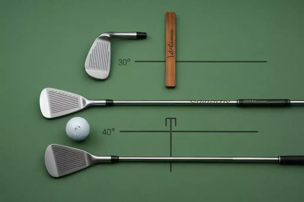 A Flat Lay Of A 7 Iron And 9 Iron With A Golf Ball On A Textured Green Background
