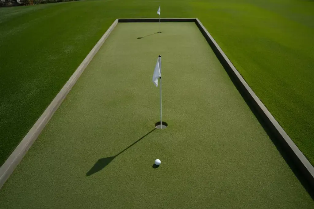 A Perfectly Straight Beginner Friendly Putting Green With Artificial Turf And Regulation Hole