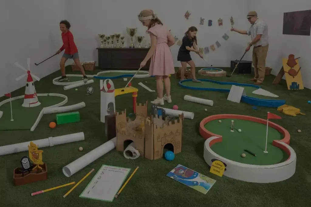 Mini Golf Extravaganza Indoor Course With Windmill Castle And Pirate Themed Holes