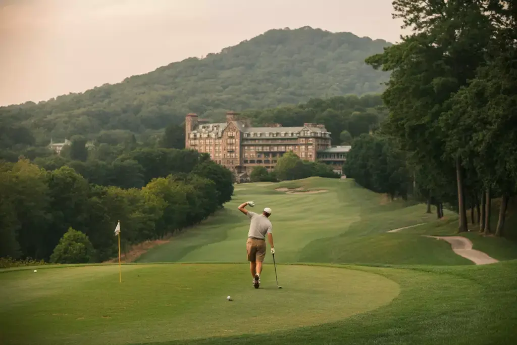 Grove park inn golf course historic hotel backdrop 18th hole