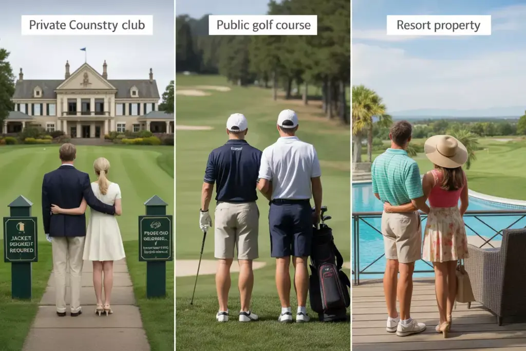 Three Golf Venues Private Club Public Course Resort With Appropriately Dressed Guests