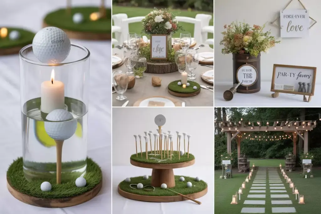 Golf Ball Centerpieces Floating Displays Vintage Club Vases And Thematic Signage