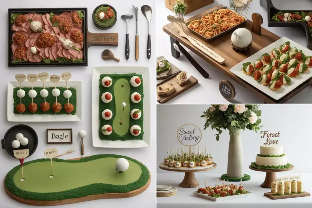 Golf Themed Food Stations Carving Pasta Bar Appetizers And Dessert Display