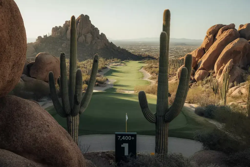 Scottsdale National Championship Tee Granite Boulders Ancient Saguaros Vista