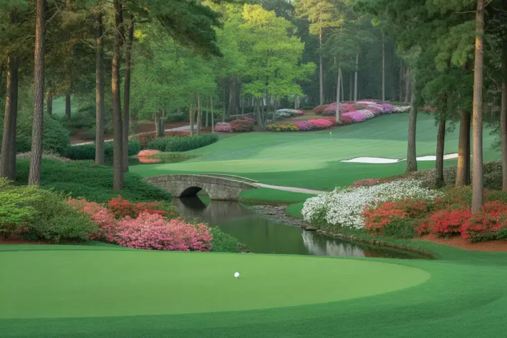 Augusta National Amen Corner 12Th Green Azaleas Raes Creek