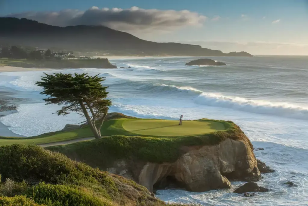 Pebble Beach 7Th Hole Par Three Over Crashing Pacific Ocean Waves