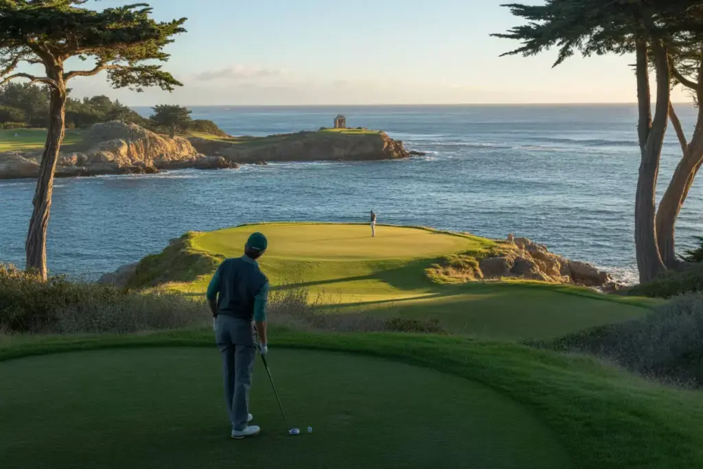 Cypress Point 16Th Hole Par Three Carry Over Pacific Ocean Rocks
