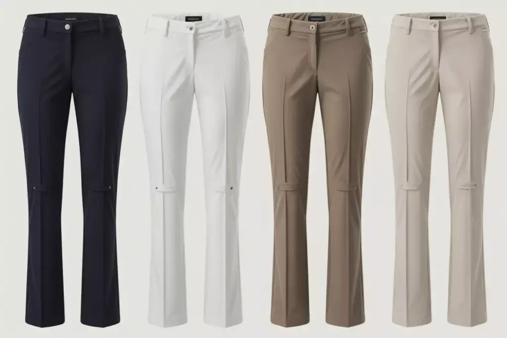 Classic Straight Leg Golf Pants Tailored Fit Flat Front Design Reinforced Seams Neutral Color