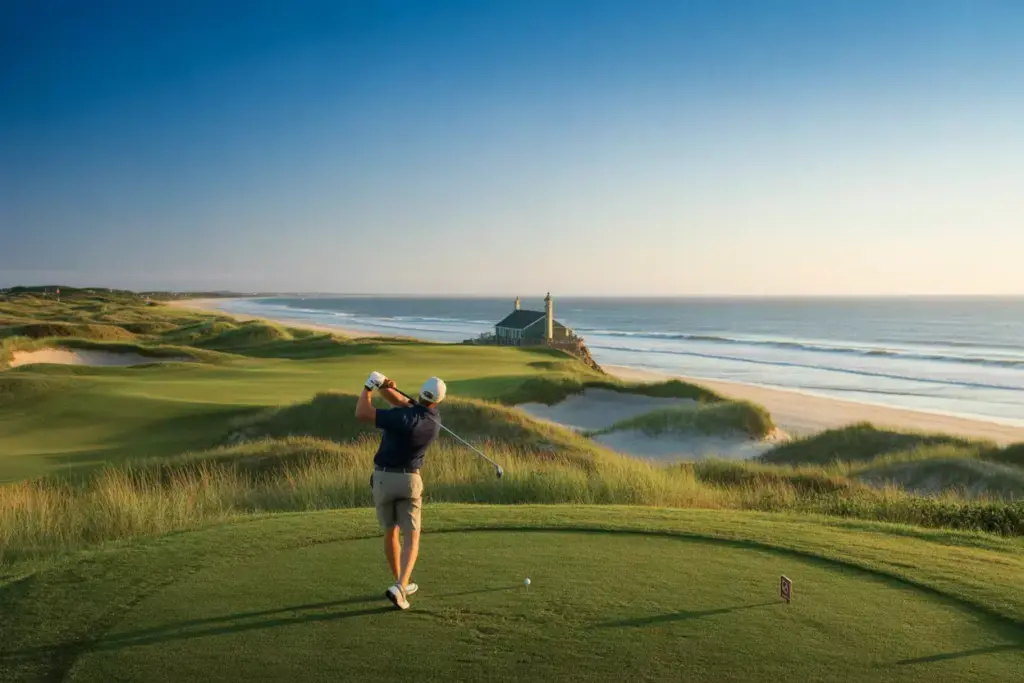 Ocean House Course Par Three Over Beach Atlantic Ocean Backdrop