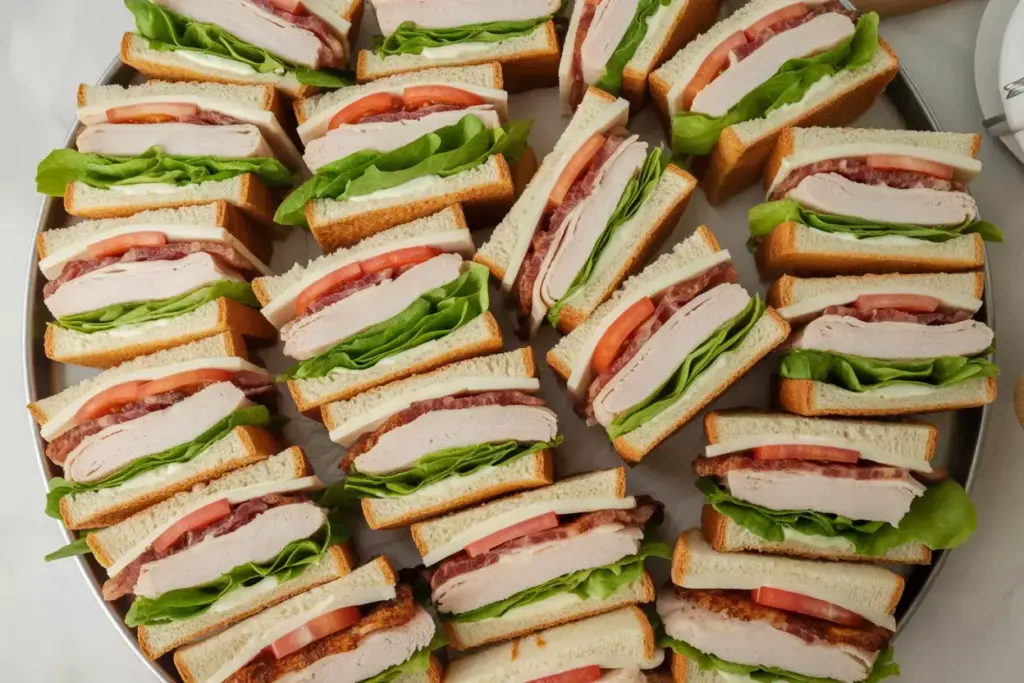 Classic Club Sandwich Quarters Triple Decker Turkey Bacon Lettuce Tomato Toasted Bread Appetizing Platter