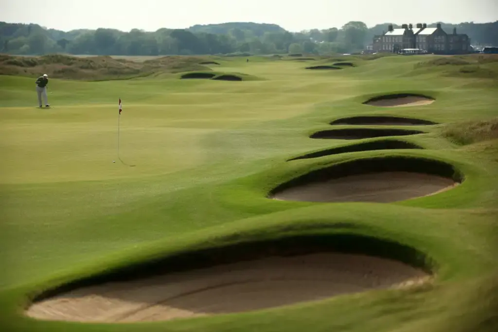 Manicured Fairway And Strategic Pot Bunkers At Muirfield Golf Links