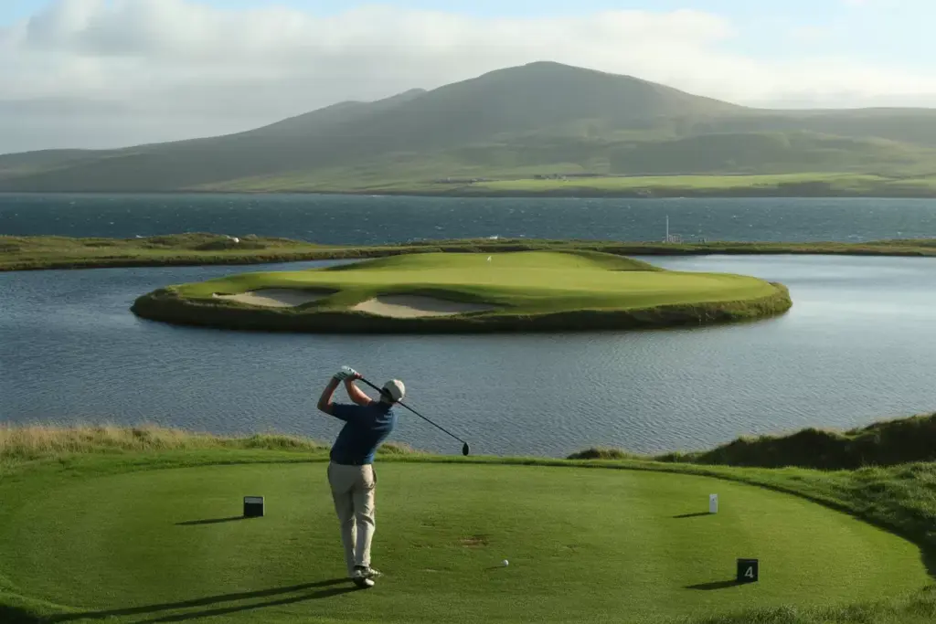 Waterville Golf Links Island Green 17Th Hole Atlantic Mountain Backdrop