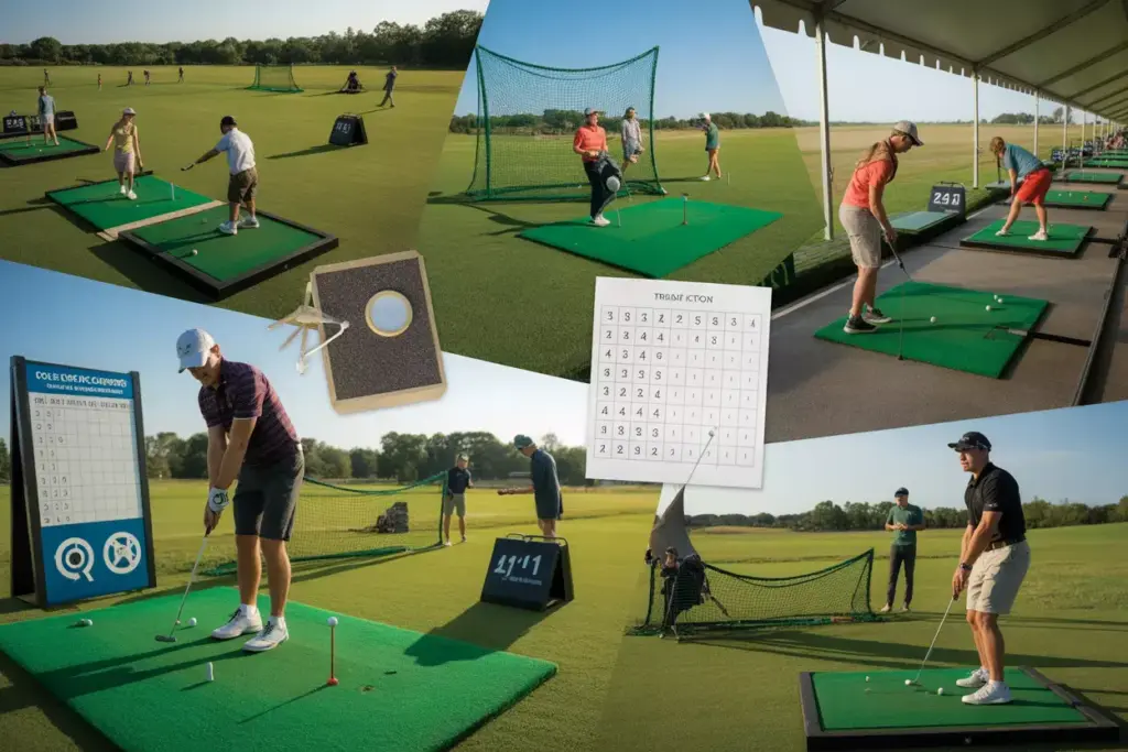 A Multi Station Golf Skills Challenge Circuit With Putting Chipping And Driving Competitions