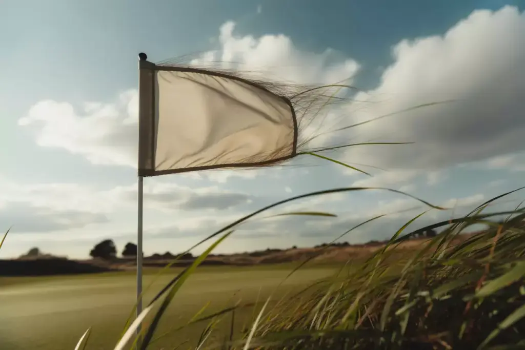 Close Up Of Flag Fully Extended By Strong Steady Wind