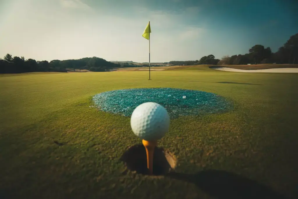 Front Pin Flag Near Water Hazard Illustrating Risk Reward