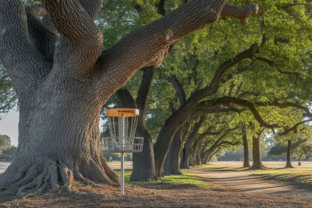 Oaks Course Morley Field Basket Next To Ancient Oak Tree Trunk San Diego