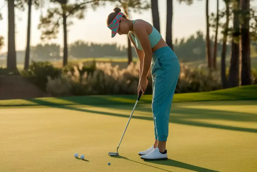 Tapered Golf Joggers And A Fitted Tank Top For A Casual Putting Session