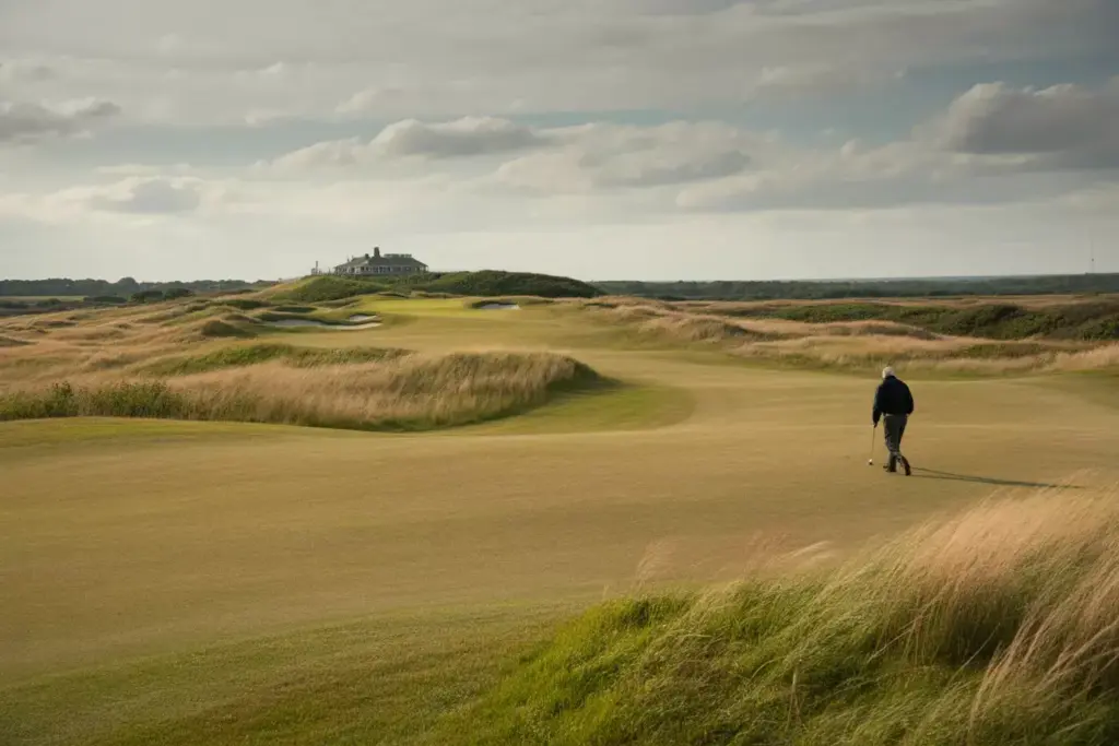 Shinnecock Hills Links Fairway Windswept Fescue Elevated Green Dramatic Sky